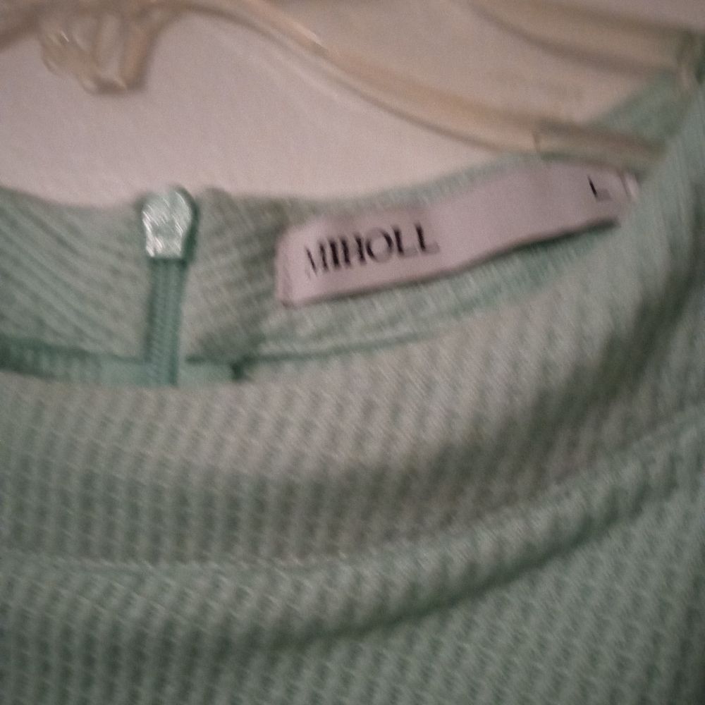 New Without Tag Miholl Mint Green Lace Sleeve Sweatshirt SizeL - Picture 8 of 8